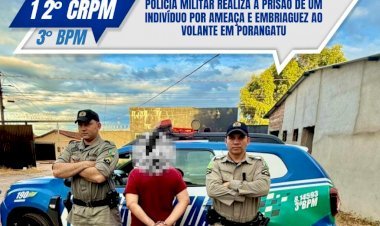 POLÍCIA MILITAR REALIZA A PRISÃO DE UM INDIVÍDUO POR AMEAÇA E EMBRIAGUEZ AO VOLANTE EM PORANGATU