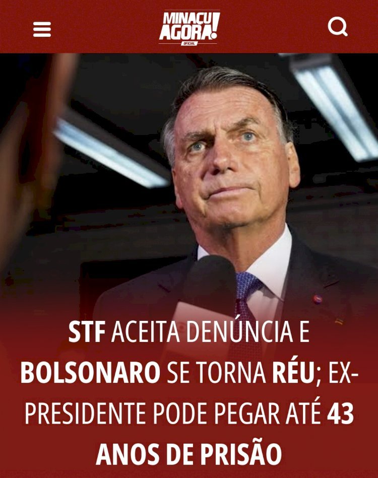 STF aceita denúncia e Bolsonaro se torna réu; ex-presidente pode pegar até 43 anos de prisão