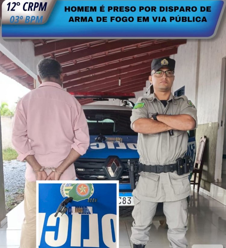 HOMEM É PRESO POR DISPARO DE ARMA DE FOGO EM VIA PÚBLICA EM CAMPINAÇU