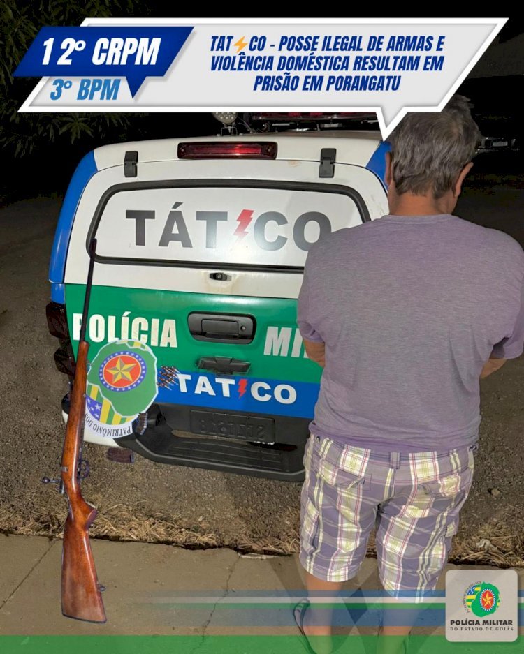 12° CRPM/3° BPM - TATICO - POSSE ILEGAL DE ARMAS E VIOLÊNCIA DOMÉSTICA RESULTAM EM PRISÃO EM PORANGATU