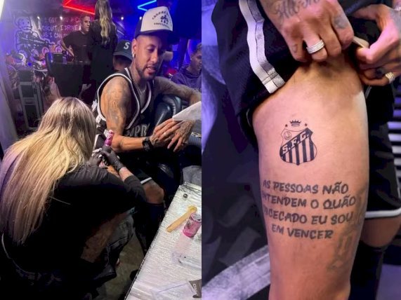 Neymar eterniza amor pelo Santos com nova tatuagem