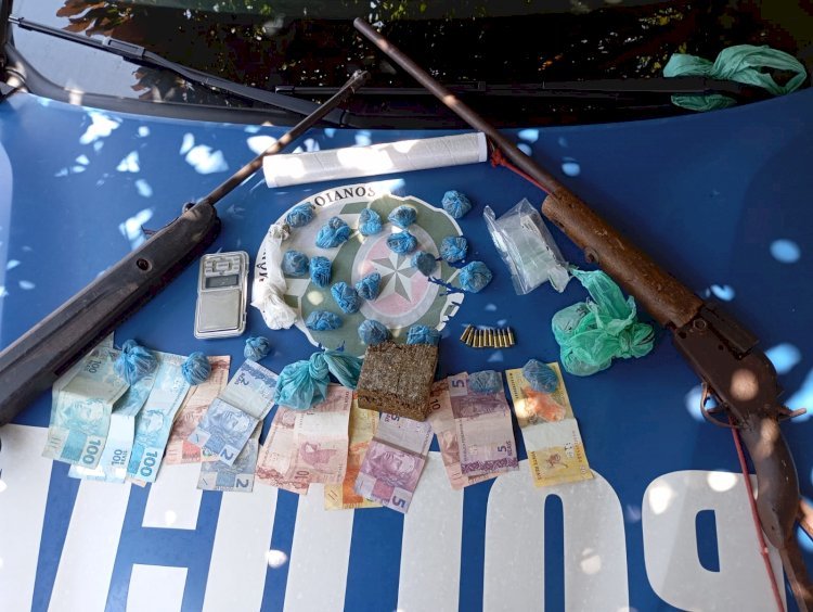 POLÍCIA MILITAR PRENDE HOMEM E APREENDE MENOR COM DROGAS E ARMAS EM PORANGATU